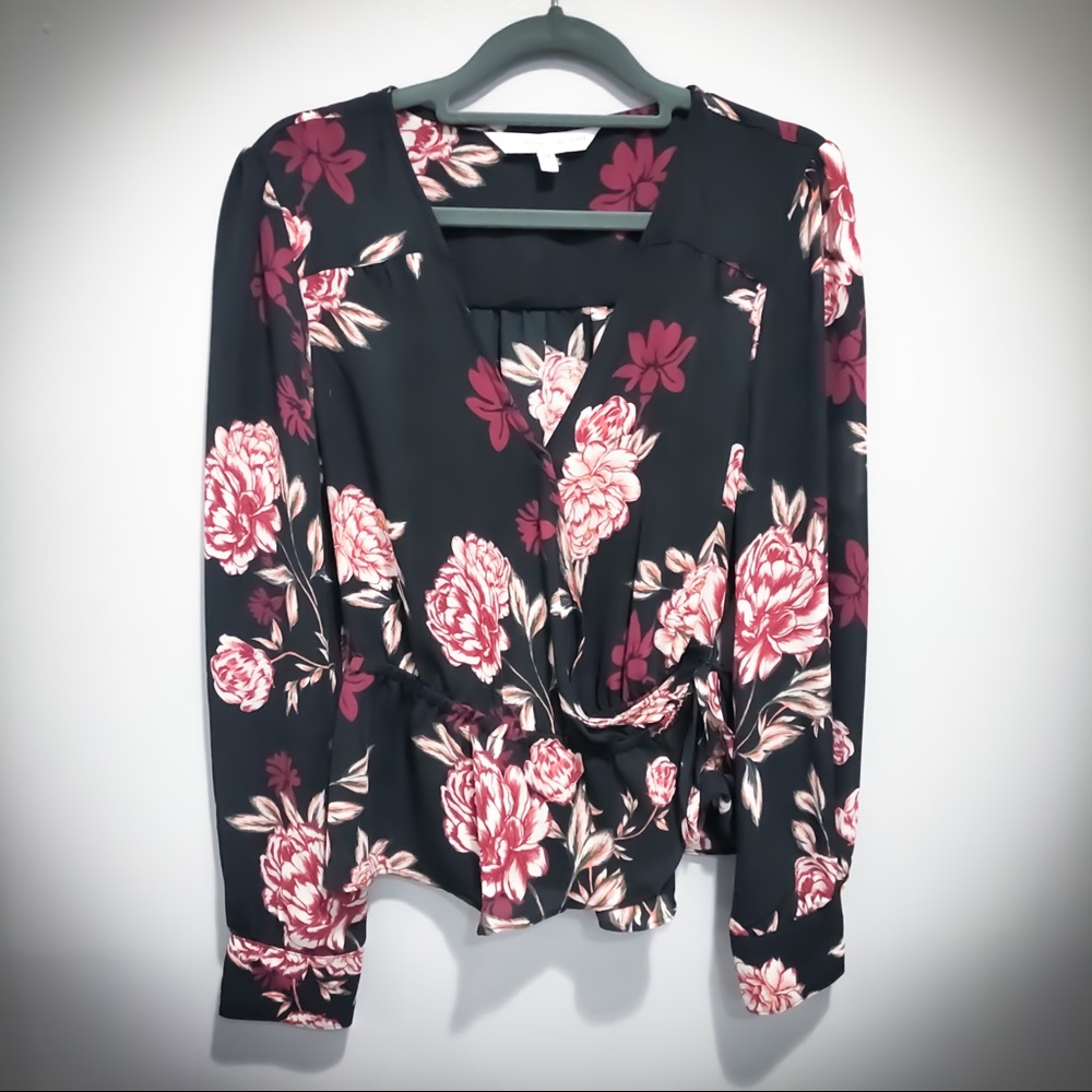 NWOT Colista Festival Rose Print Wrap Blouse